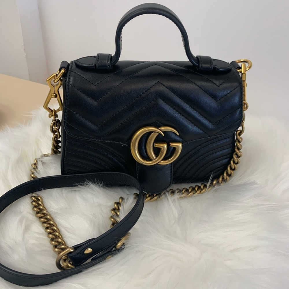 Gucci Marmont mini top handle bag black
